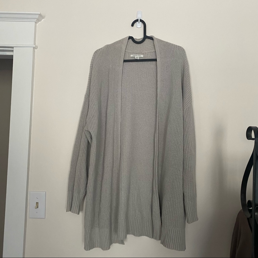 American Eagle Gray Open Cardigan
